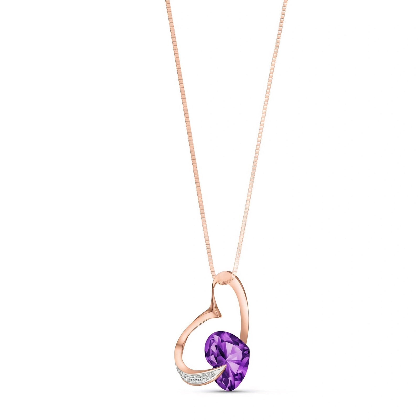 Rose Gold Pendant Necklace Amethyst 10K — Fabrizia