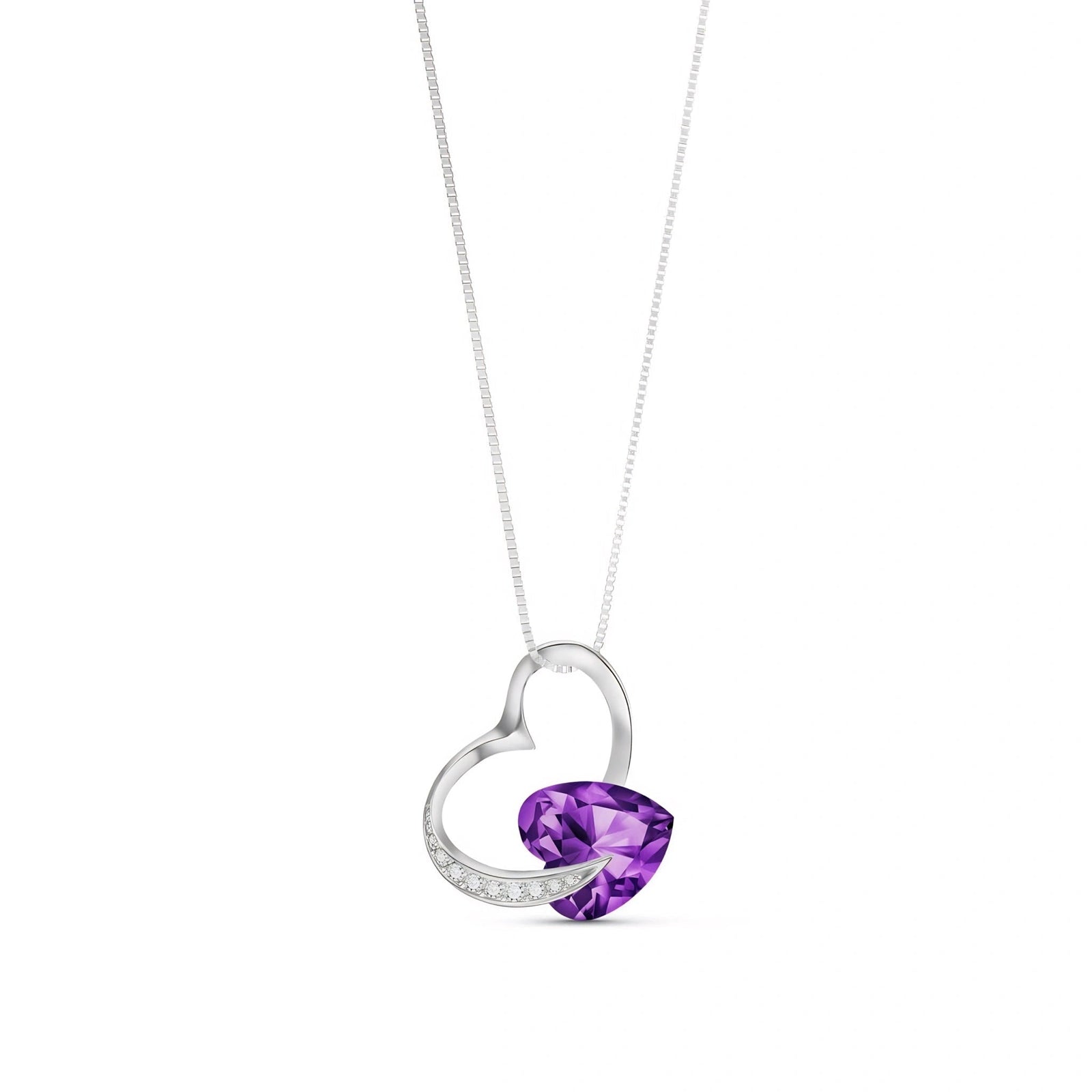 White Gold Pendant Necklace Amethyst 10K — Fabrizia