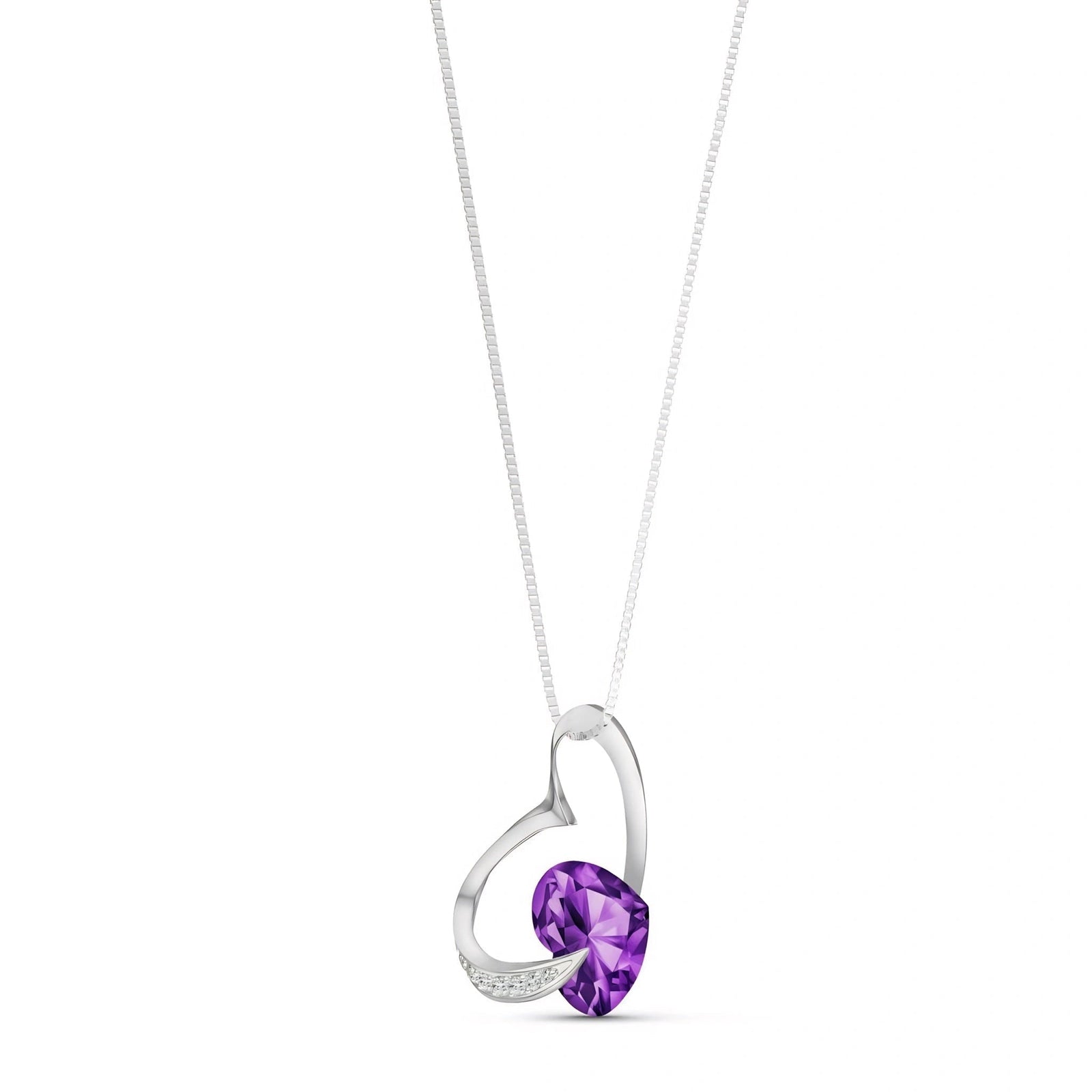 White Gold Pendant Necklace Amethyst 10K — Fabrizia