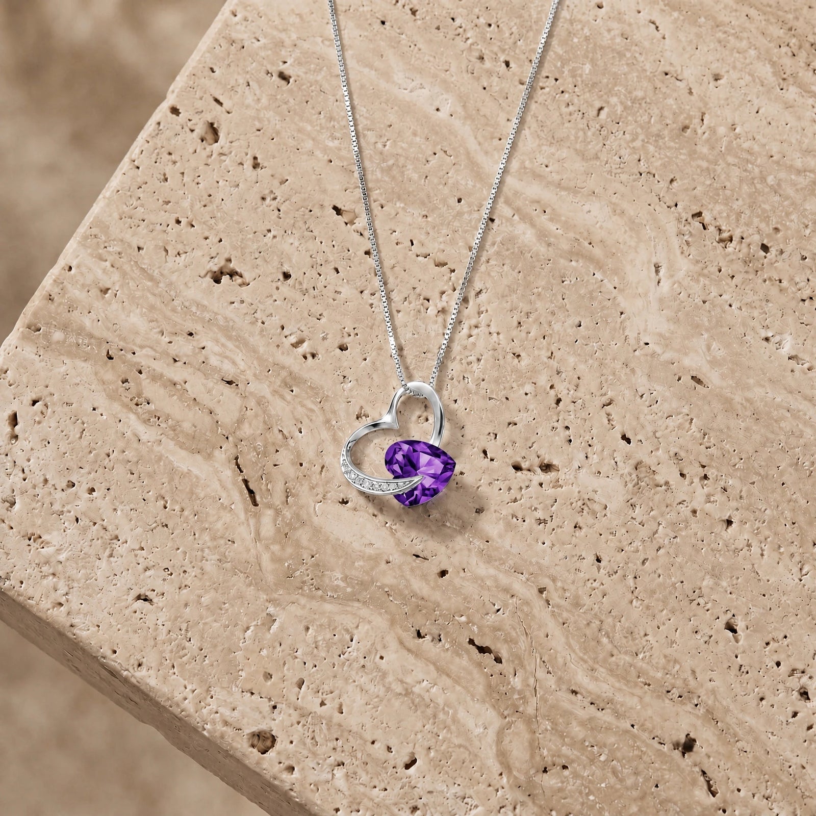 White Gold Pendant Necklace Amethyst 10K — Fabrizia