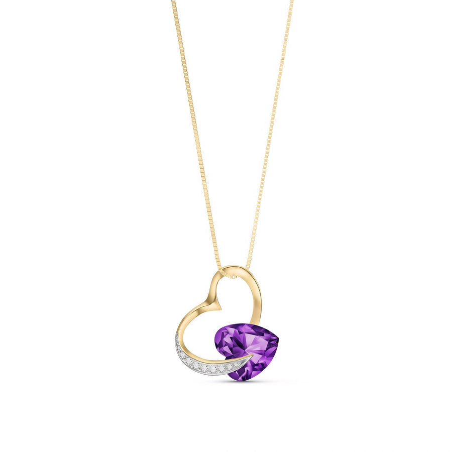 Yellow Gold Pendant Necklace Amethyst 10K — Fabrizia