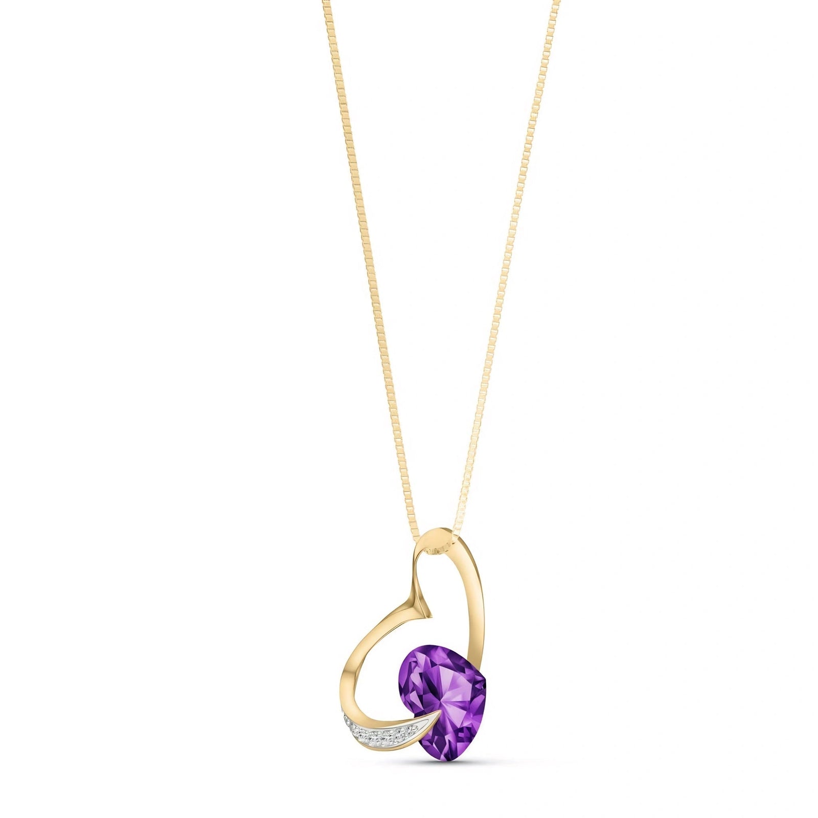 Yellow Gold Pendant Necklace Amethyst 10K — Fabrizia