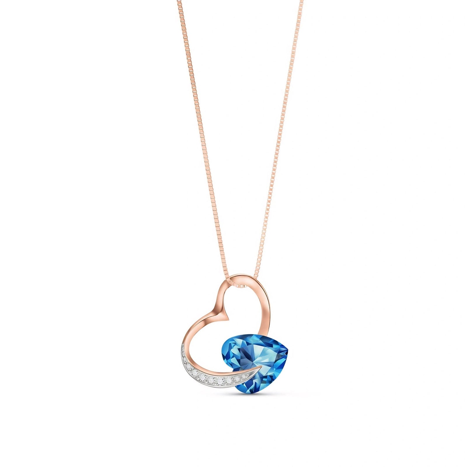 Rose Gold Pendant Necklace Blue Topaz 10K — Fabrizia