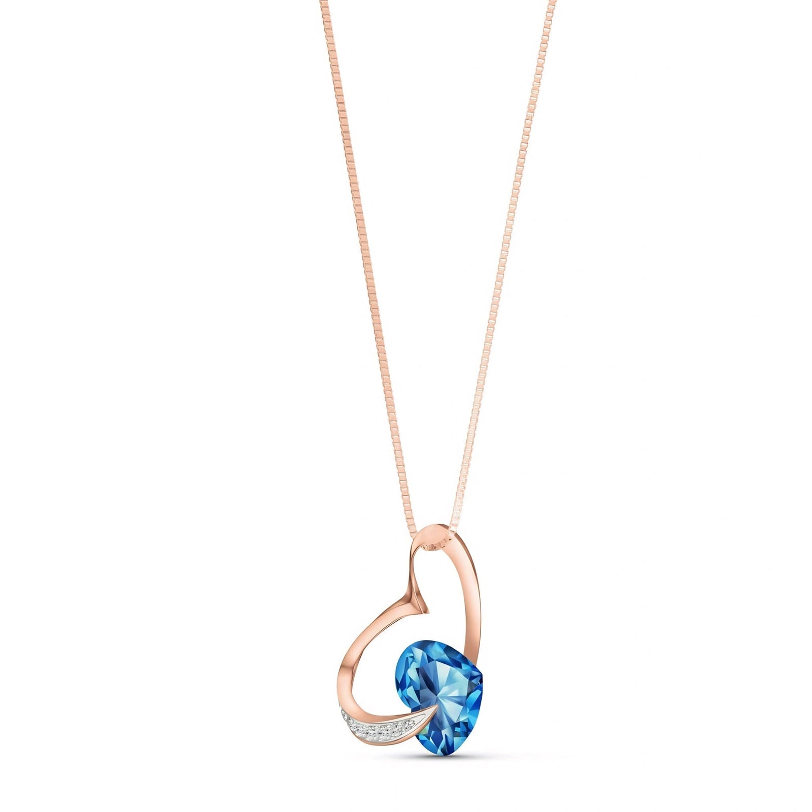 Rose Gold Pendant Necklace Blue Topaz 10K — Fabrizia