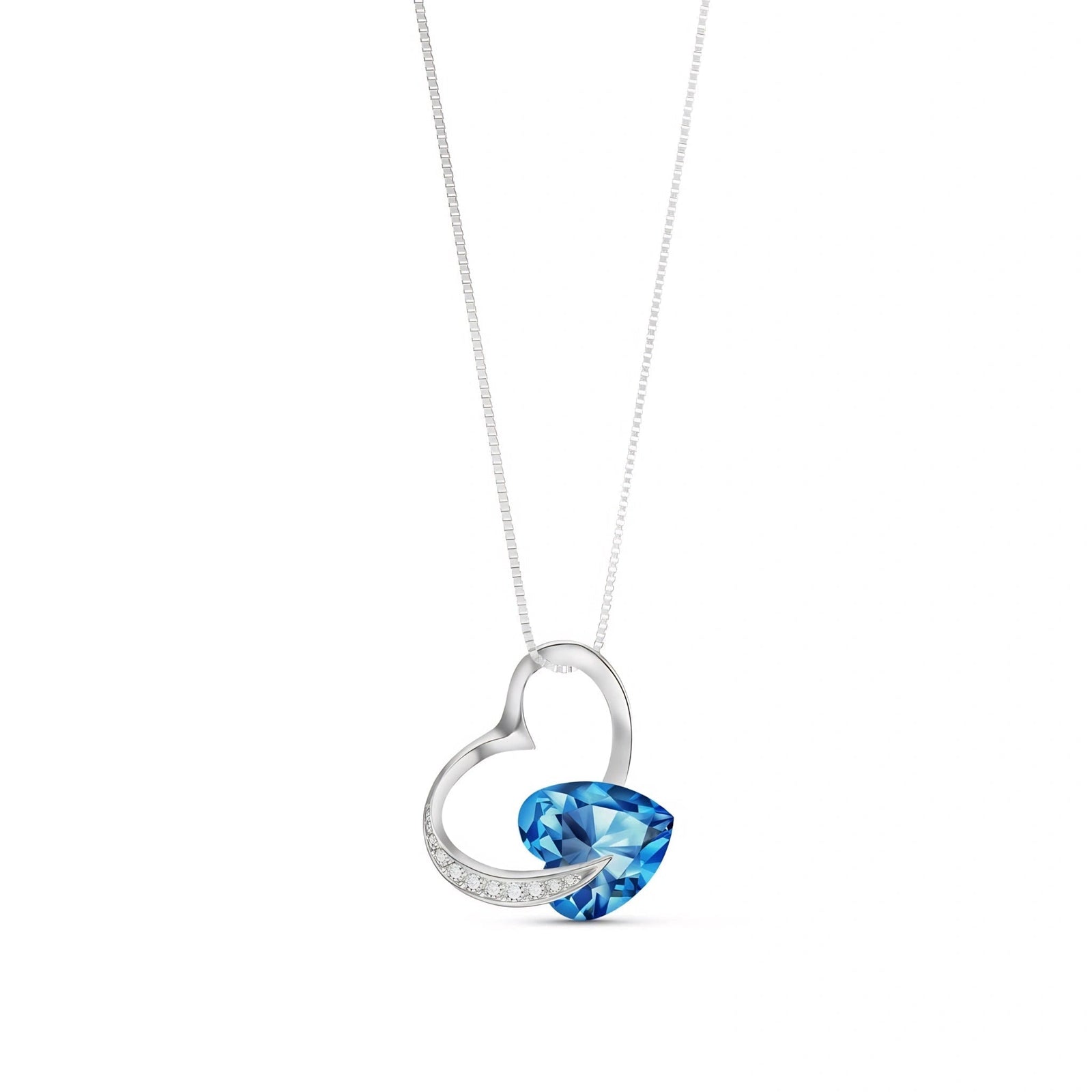 White Gold Pendant Necklace Blue Topaz 10K — Fabrizia