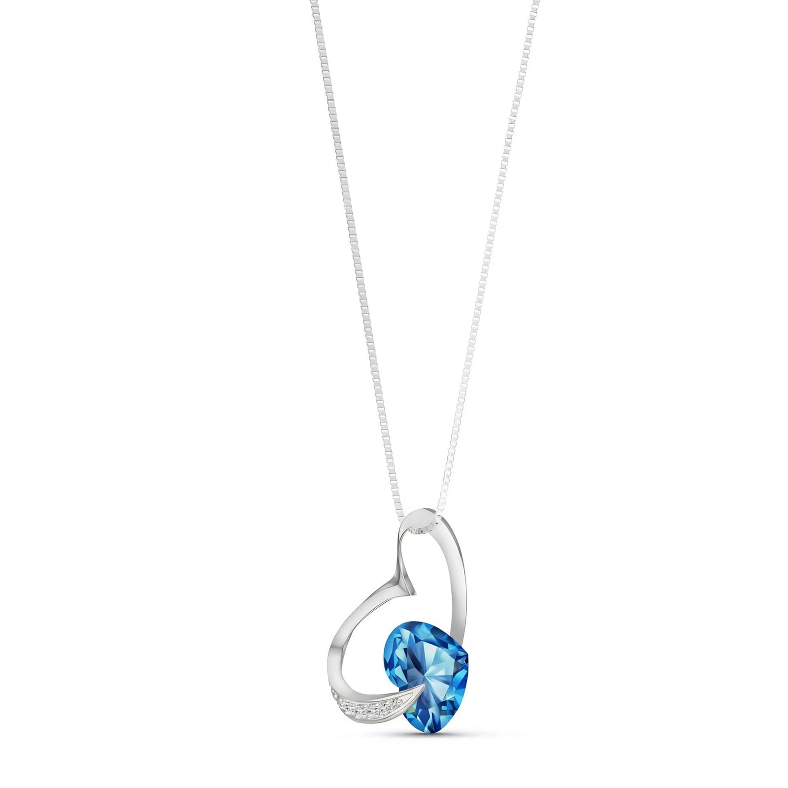 White Gold Pendant Necklace Blue Topaz 10K — Fabrizia