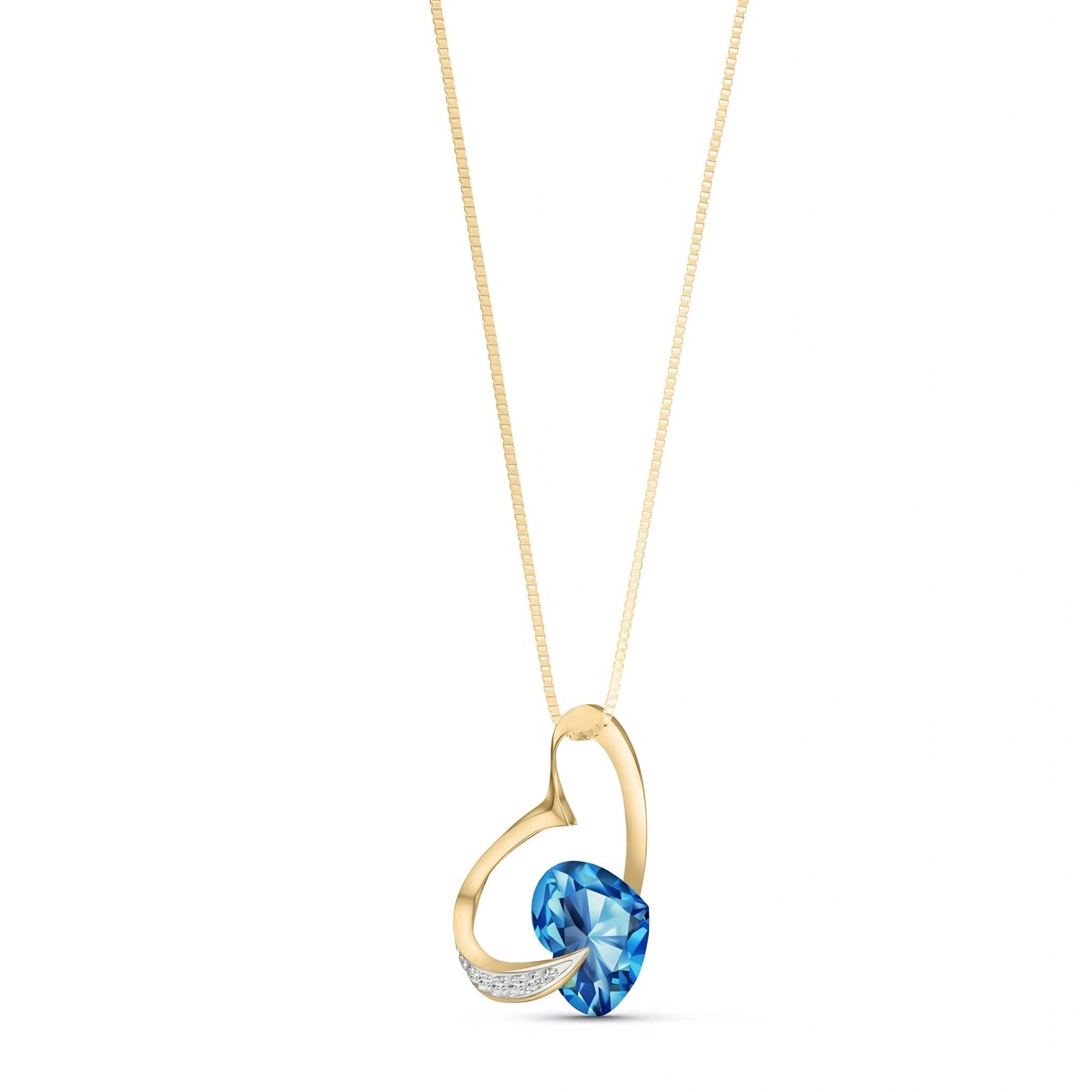 Yellow Gold Pendant Necklace Blue Topaz 10K — Fabrizia