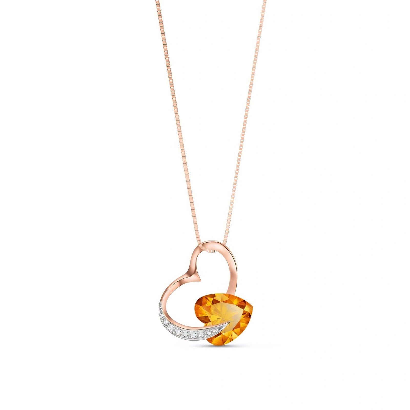 Rose Gold Pendant Necklace Citrine 10K — Fabrizia