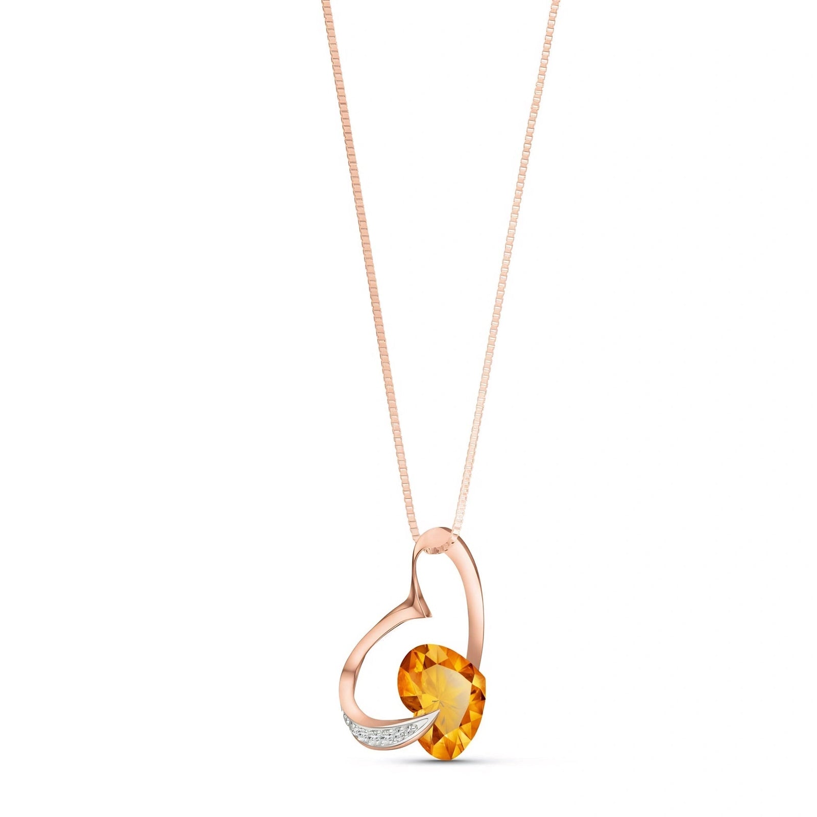 Rose Gold Pendant Necklace Citrine 10K — Fabrizia