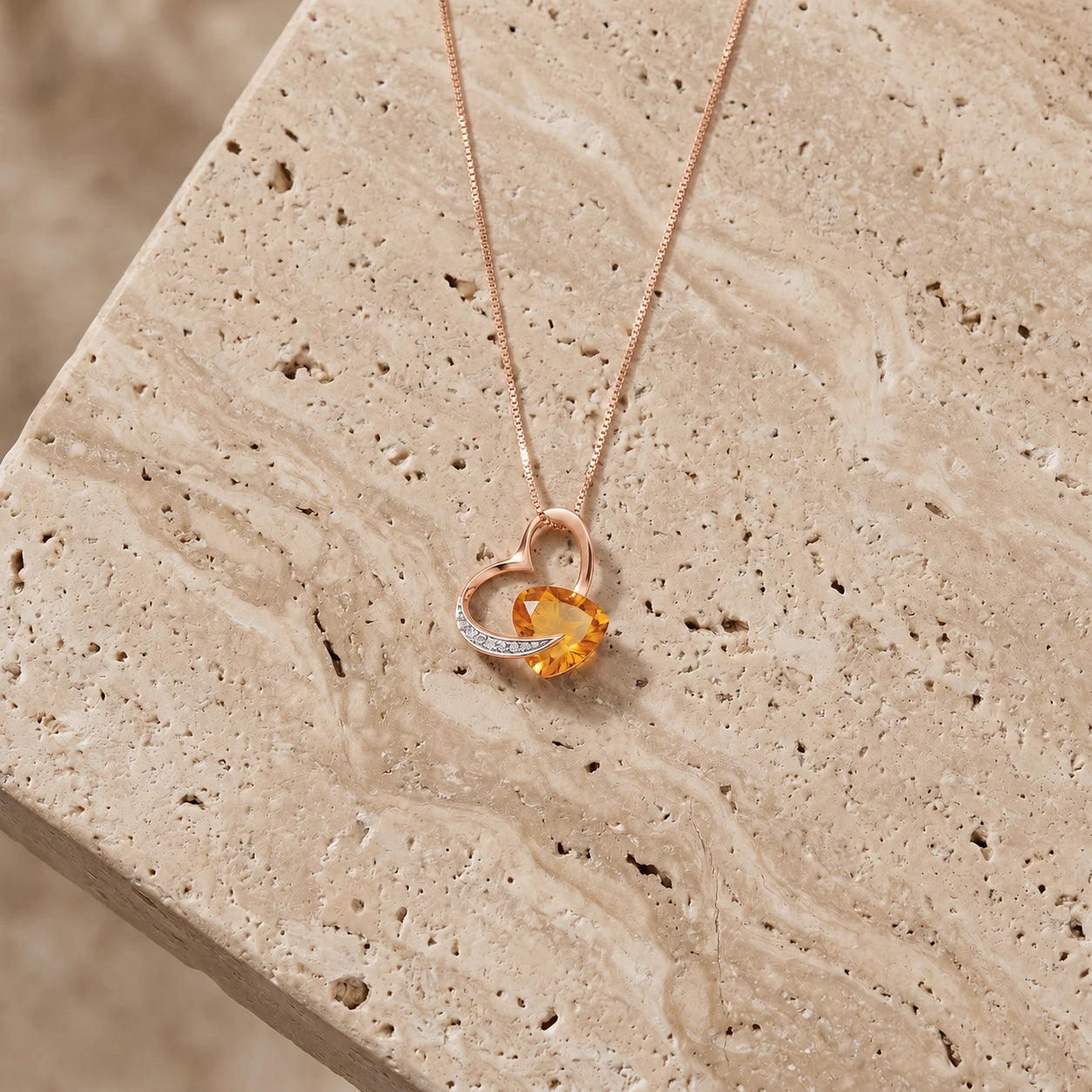 Rose Gold Pendant Necklace Citrine 10K — Fabrizia