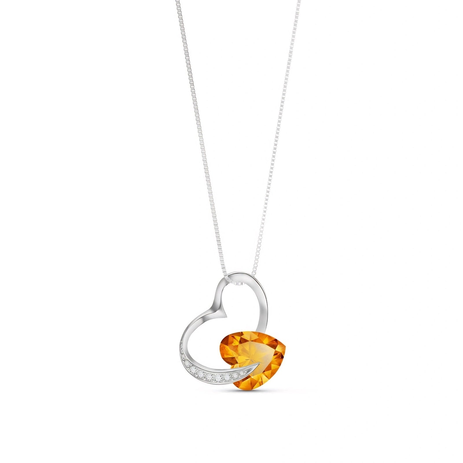 White Gold Pendant Necklace Citrine 10K — Fabrizia