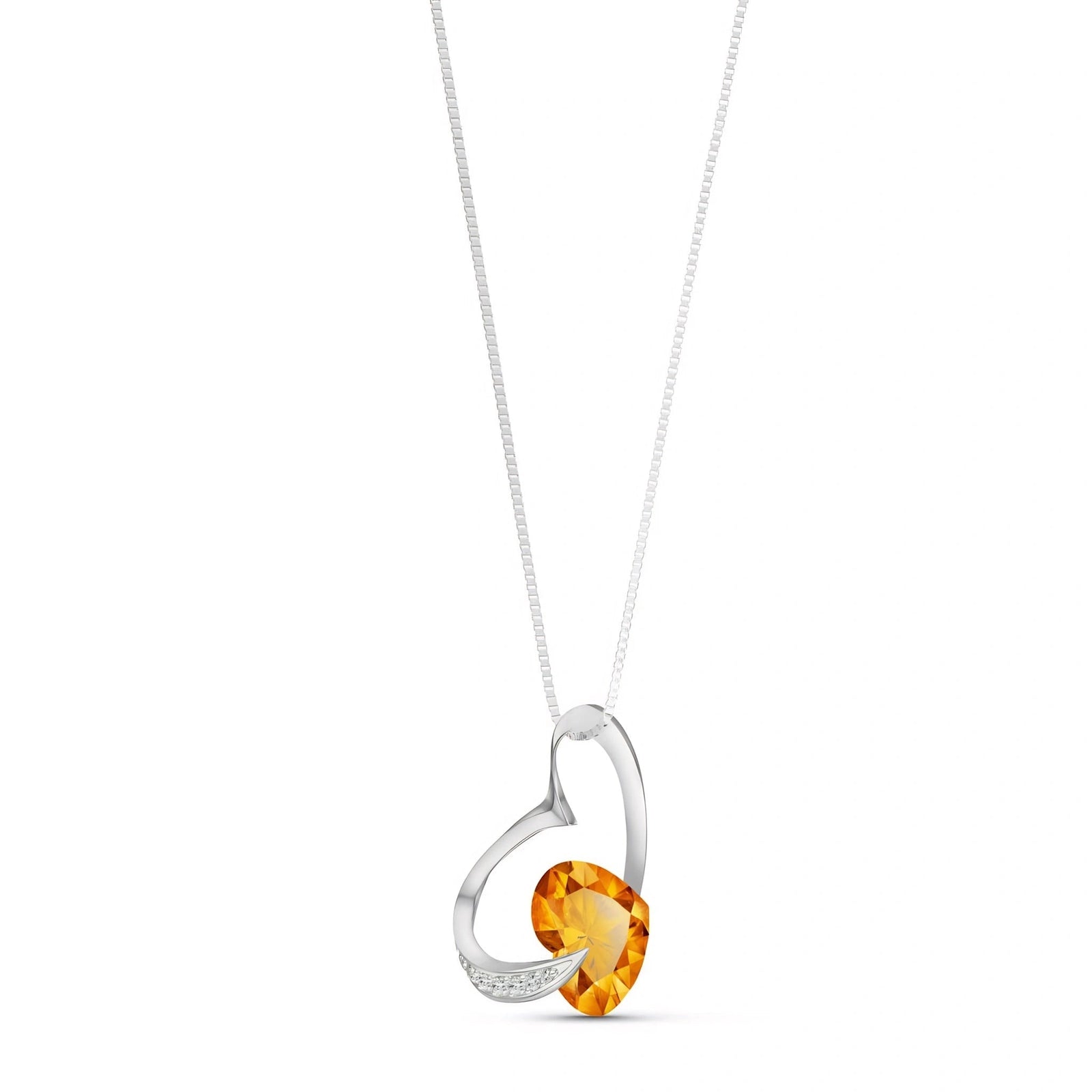 White Gold Pendant Necklace Citrine 10K — Fabrizia