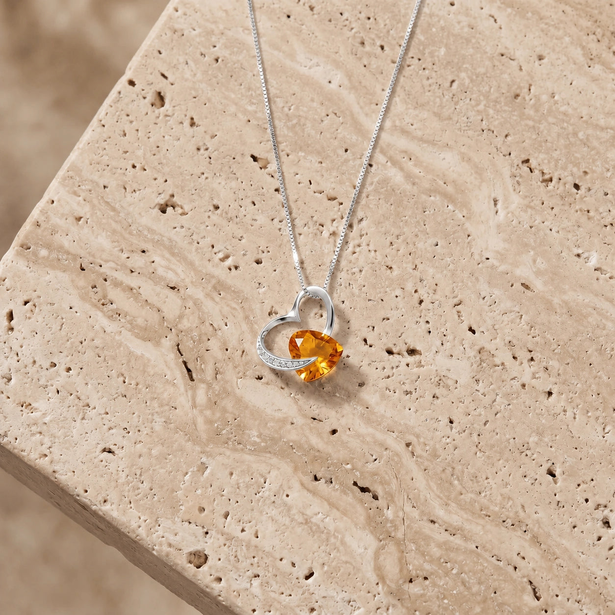 White Gold Pendant Necklace Citrine 10K — Fabrizia