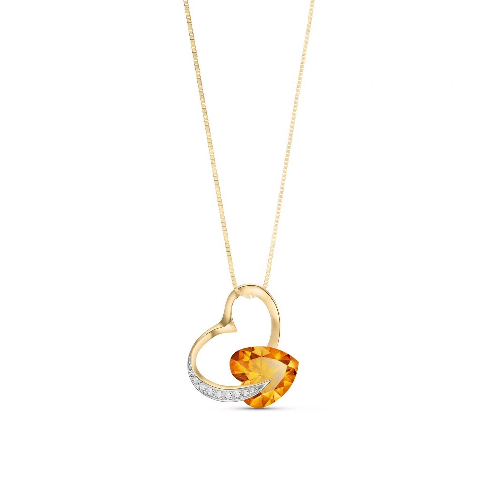 Yellow Gold Pendant Necklace Citrine 10K — Fabrizia