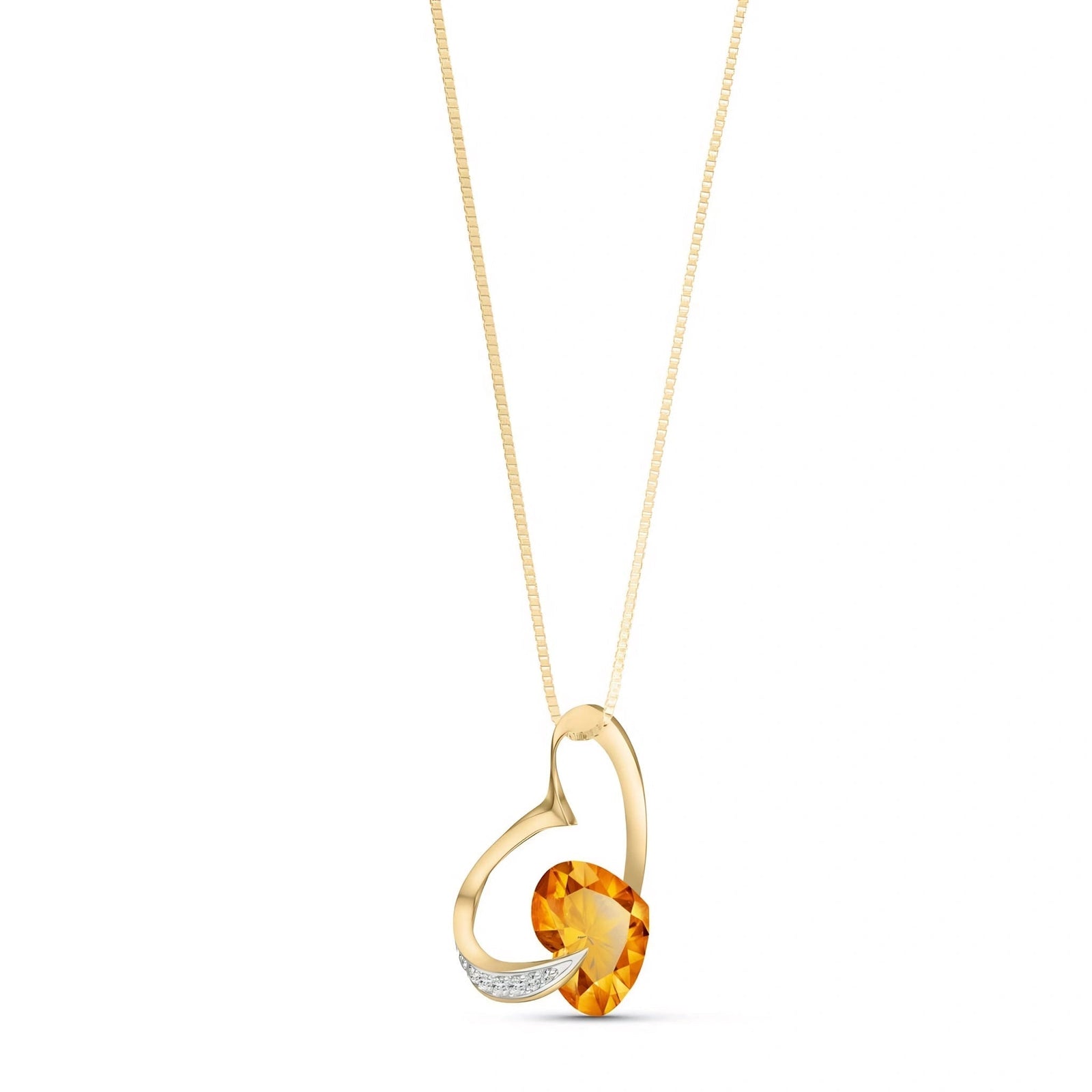 Yellow Gold Pendant Necklace Citrine 10K — Fabrizia