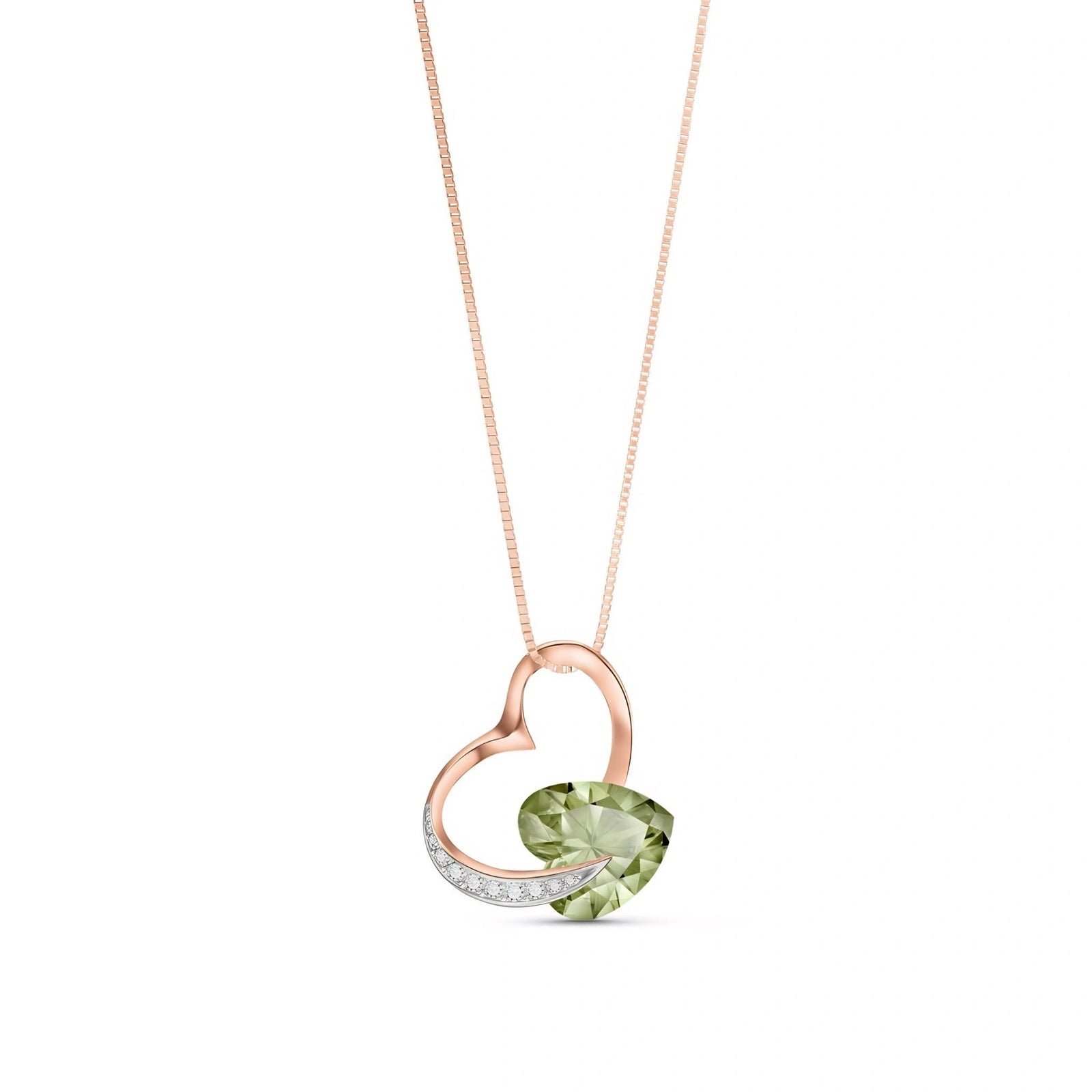 Rose Gold Pendant Necklace Green Amethyst 10K — Fabrizia