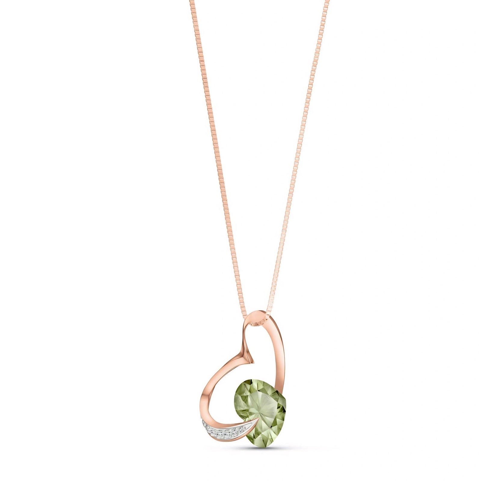 Rose Gold Pendant Necklace Green Amethyst 10K — Fabrizia