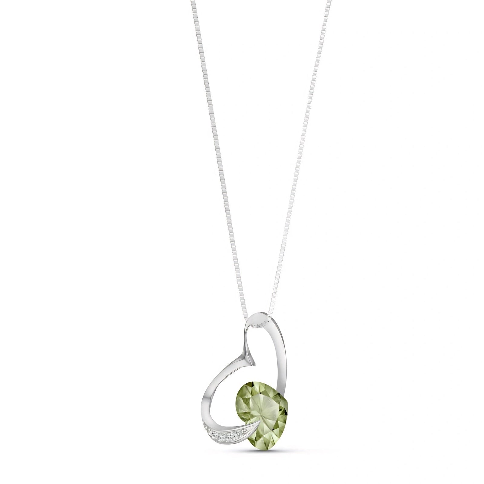 White Gold Pendant Necklace Green Amethyst 10K — Fabrizia