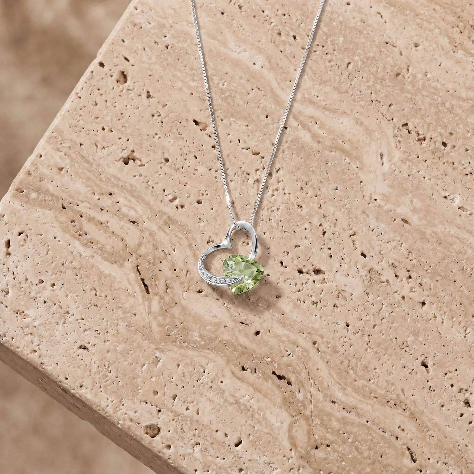 White Gold Pendant Necklace Green Amethyst 10K — Fabrizia