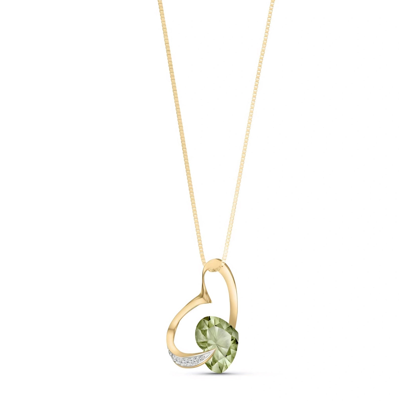 Yellow Gold Pendant Necklace Green Amethyst 10K — Fabrizia