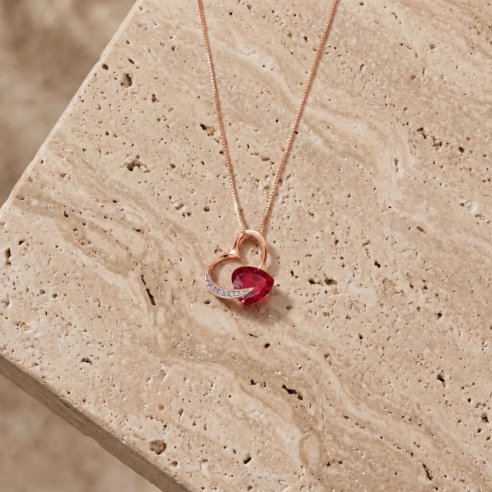 Rose Gold Pendant Necklace Ruby 10K — Fabrizia