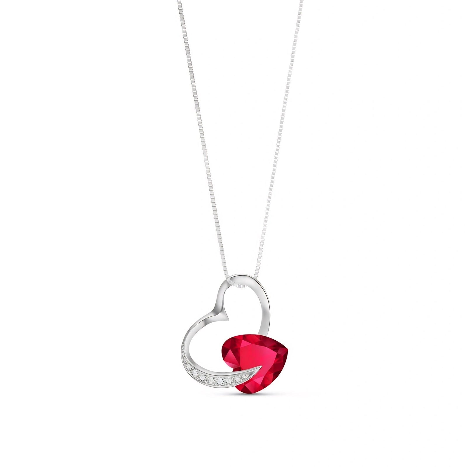 White Gold Pendant Necklace Ruby 10K — Fabrizia