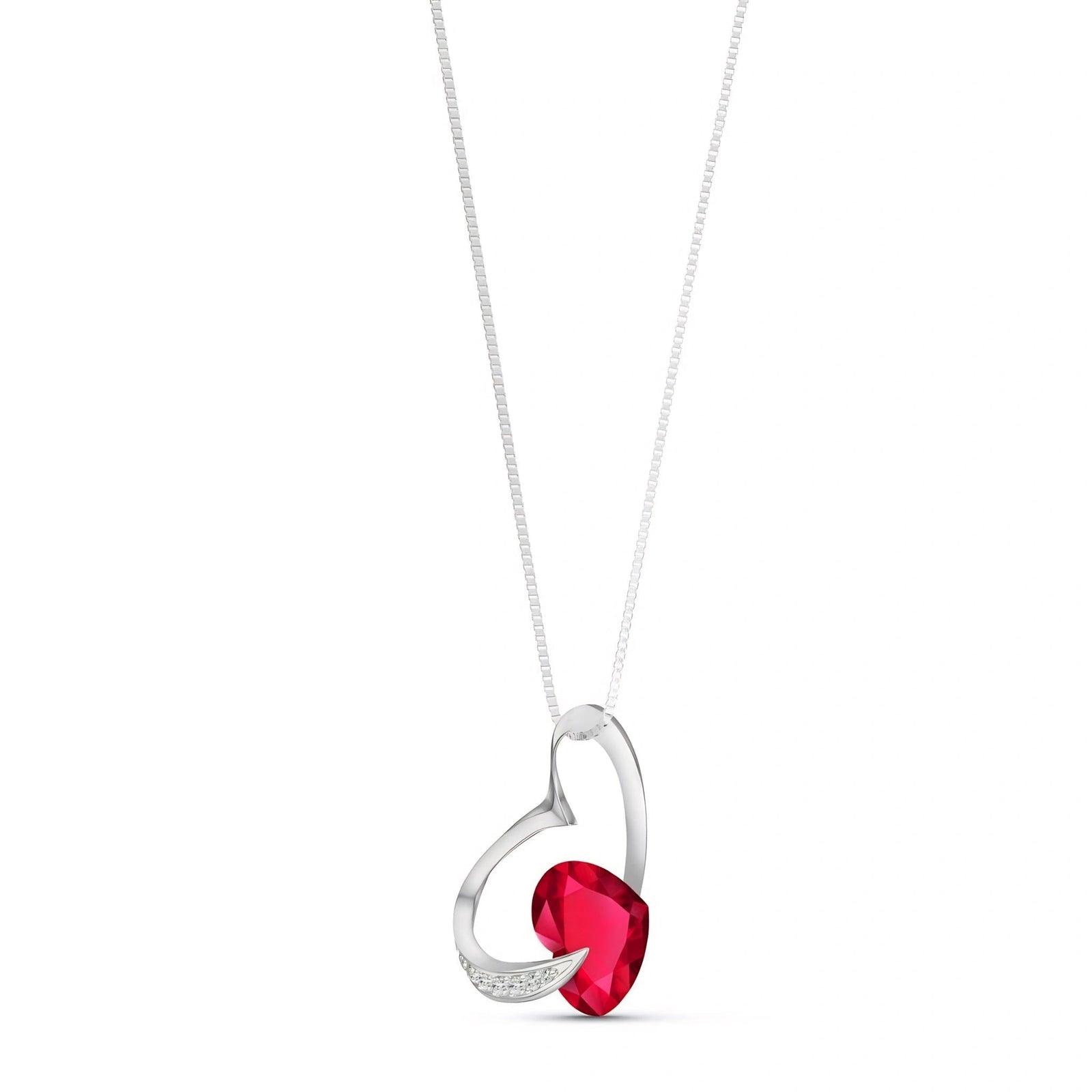 White Gold Pendant Necklace Ruby 10K — Fabrizia