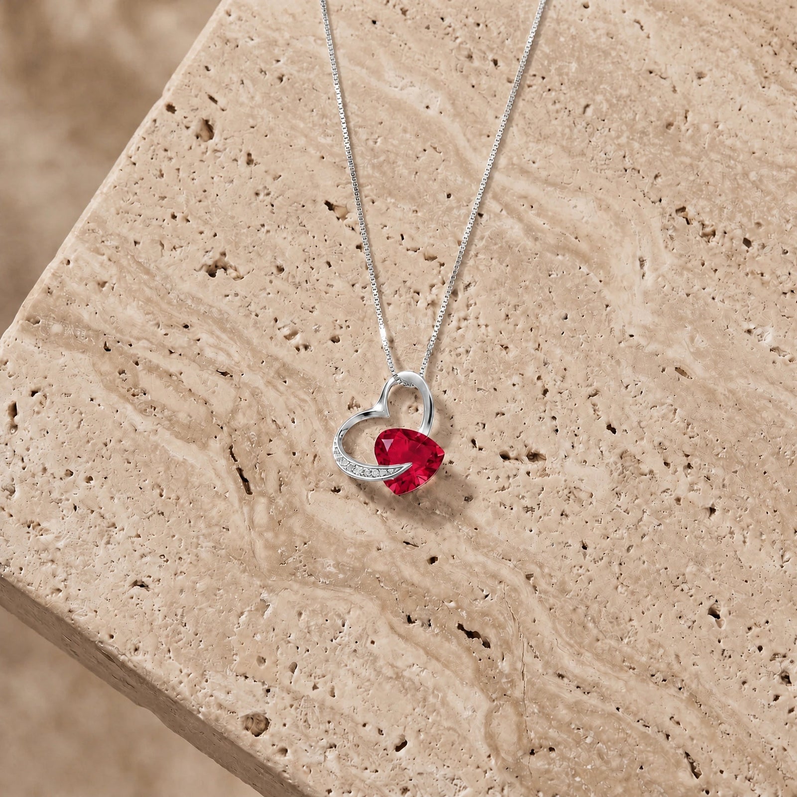 White Gold Pendant Necklace Ruby 10K — Fabrizia