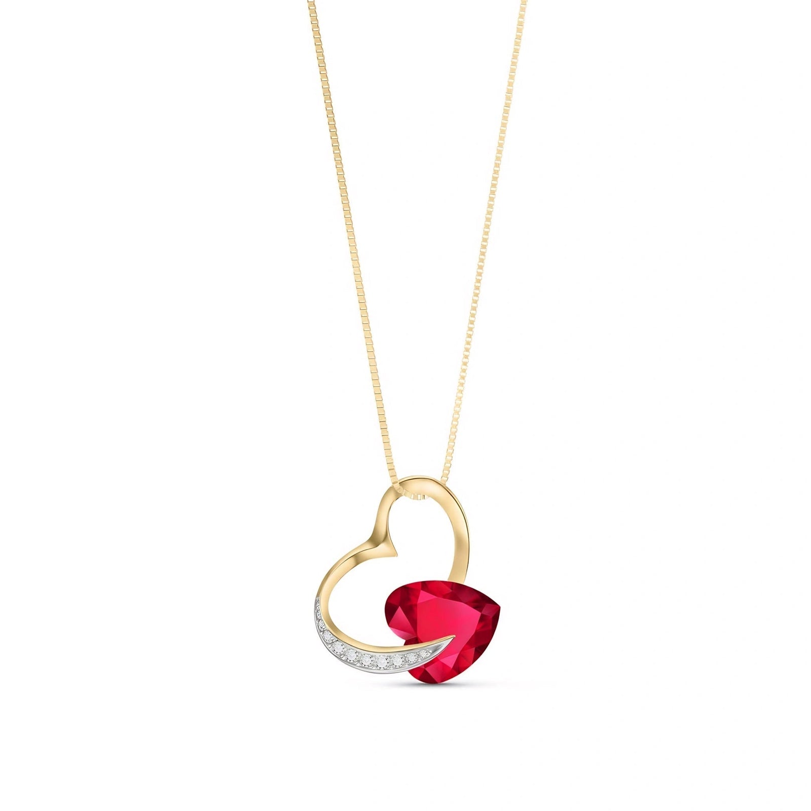 Yellow Gold Pendant Necklace Ruby 10K — Fabrizia