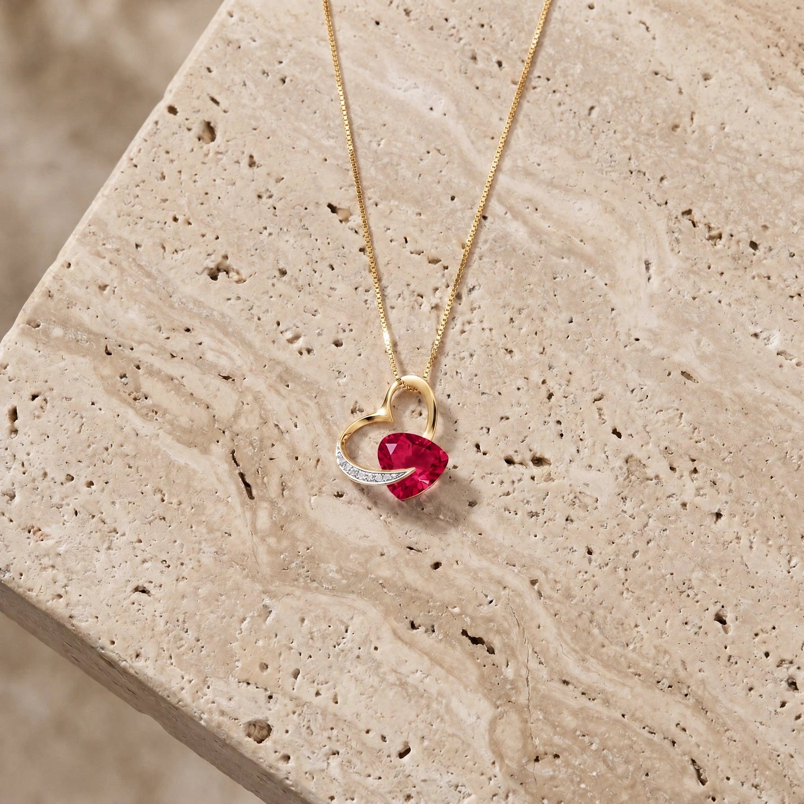 Yellow Gold Pendant Necklace Ruby 10K — Fabrizia
