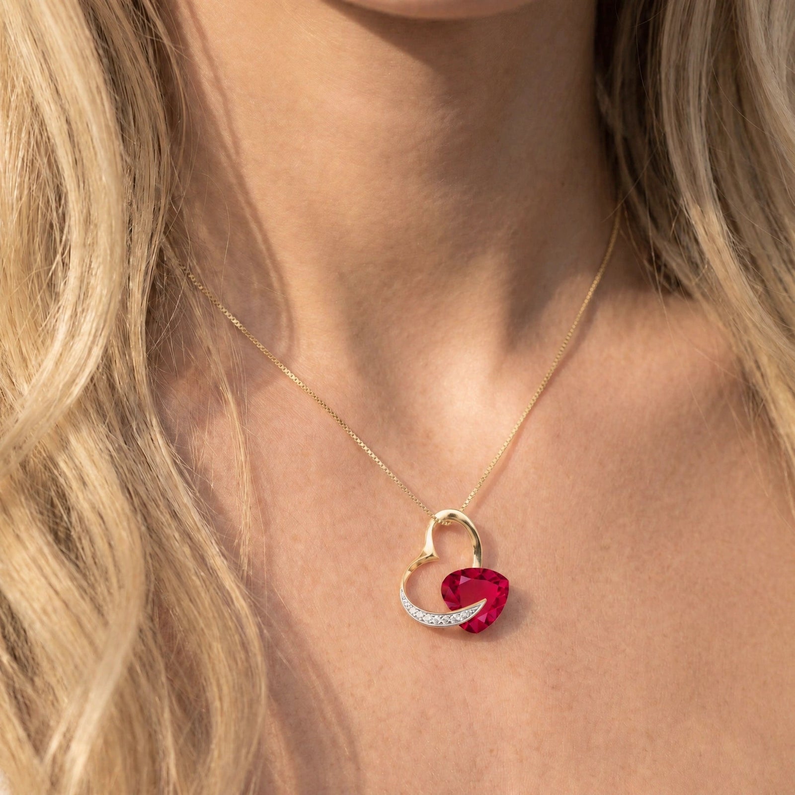 Yellow Gold Pendant Necklace Ruby 10K — Fabrizia