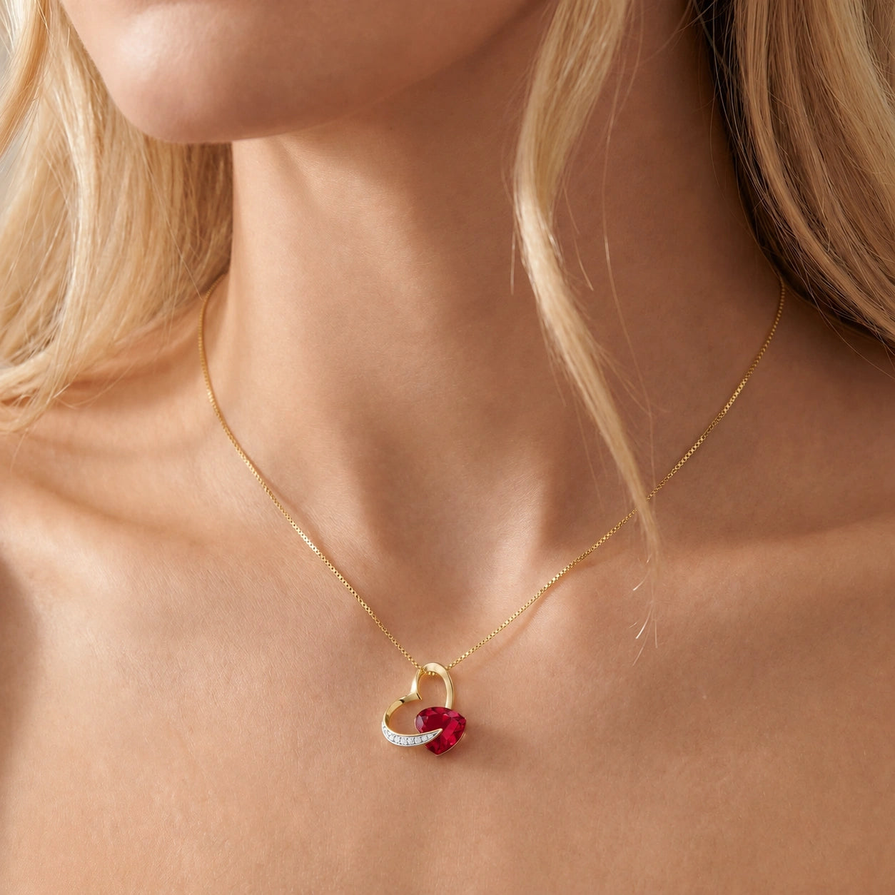 Yellow Gold Pendant Necklace Ruby 10K — Fabrizia