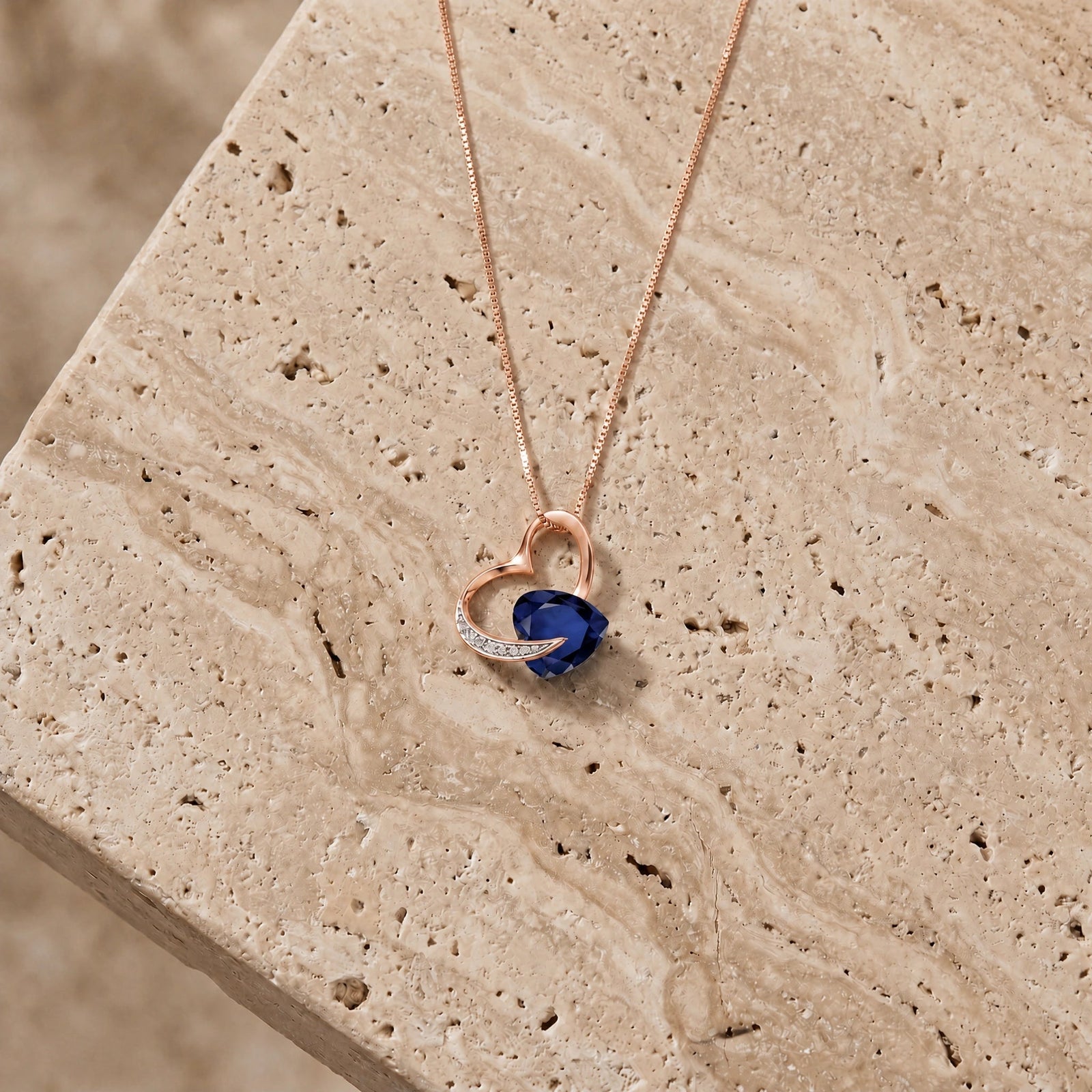 Rose Gold Pendant Necklace Sapphire 10K — Fabrizia