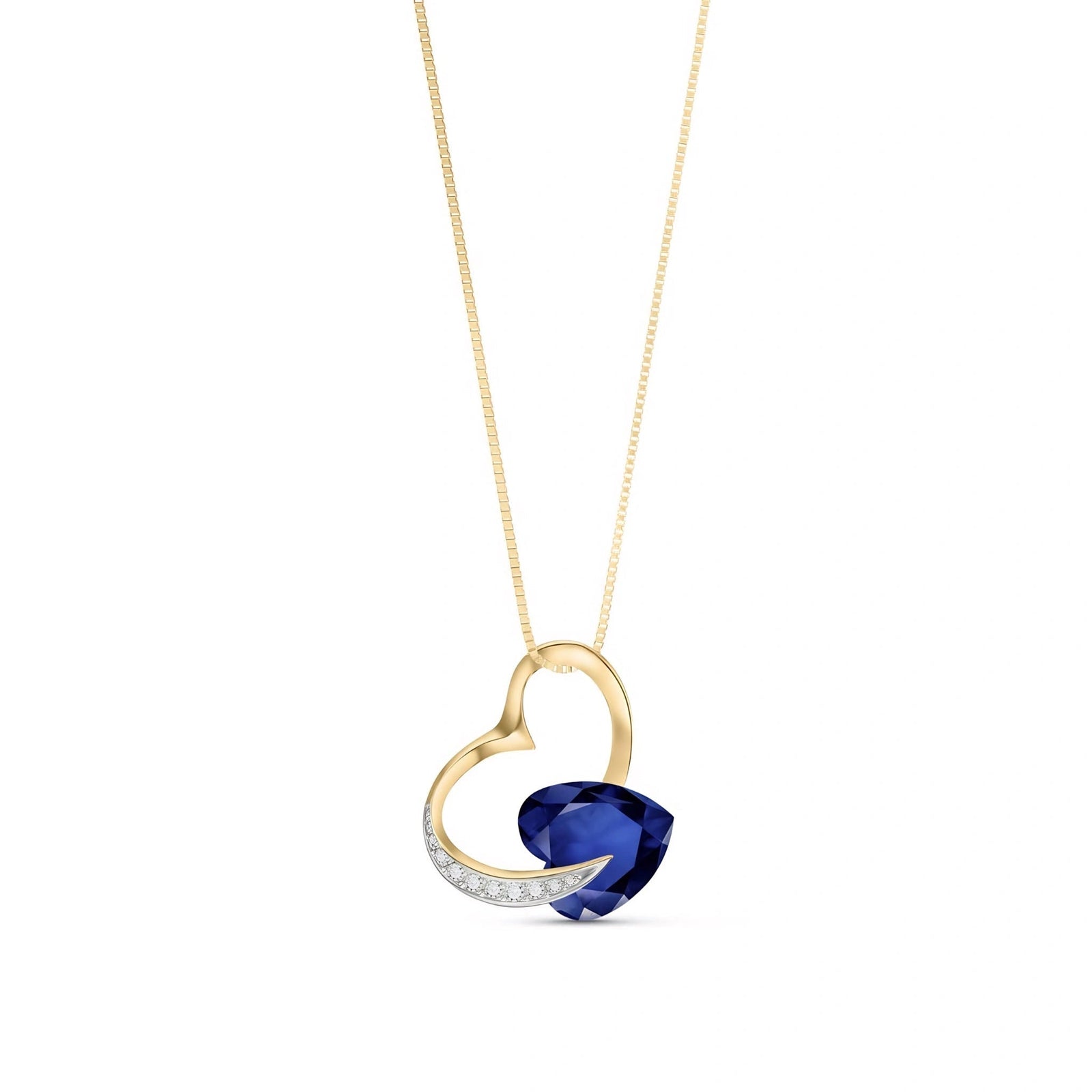 Yellow Gold Pendant Necklace Sapphire 10K — Fabrizia
