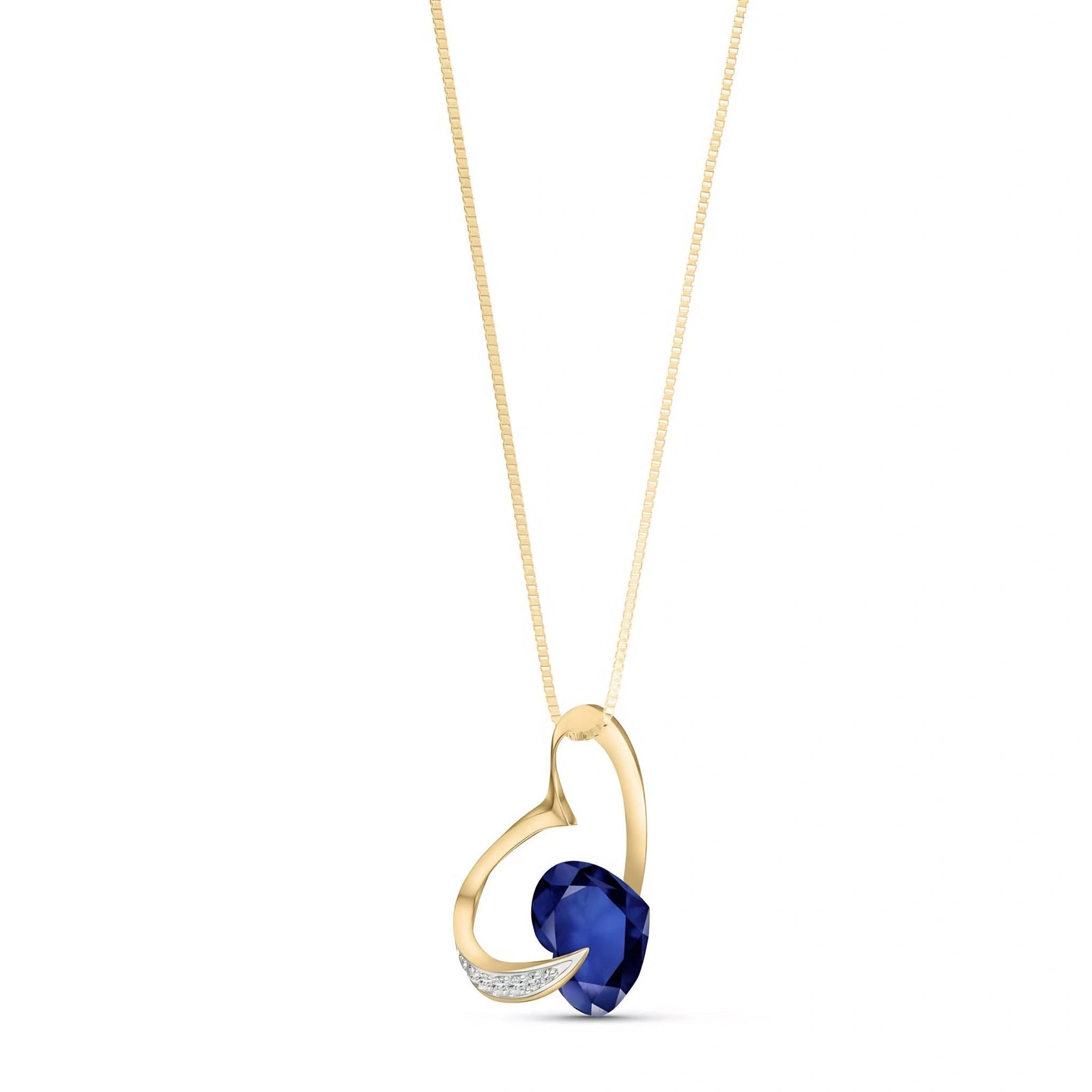 Yellow Gold Pendant Necklace Sapphire 10K — Fabrizia