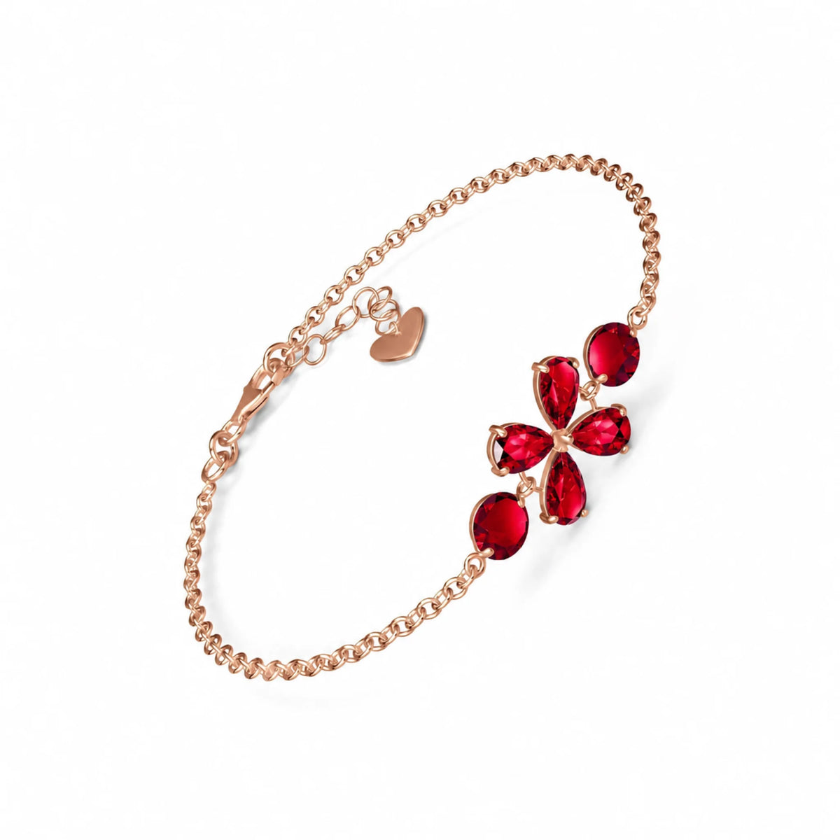 Rose Gold Cluster Gemstone Bracelet Ruby — Fioretta