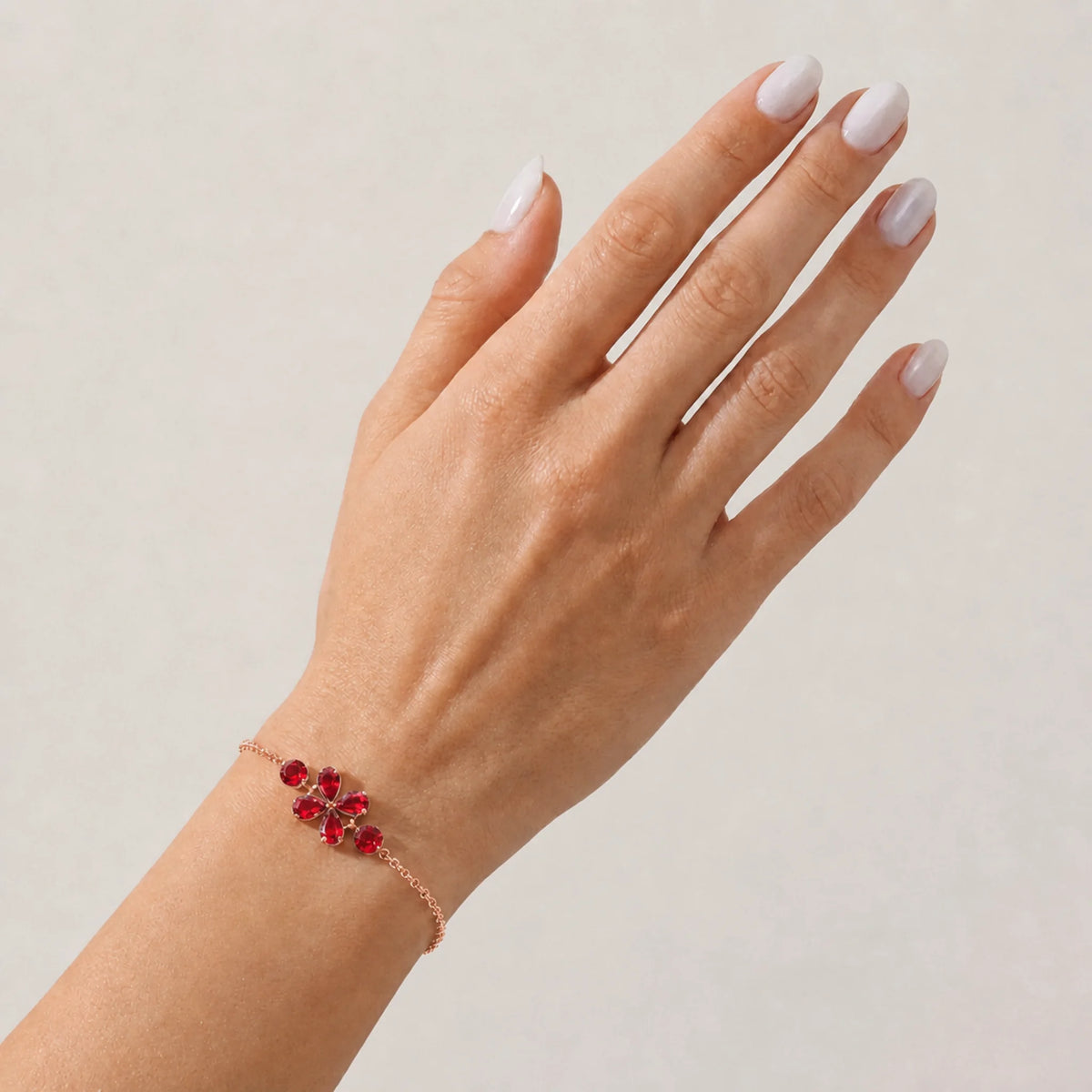 Rose Gold Cluster Gemstone Bracelet Ruby — Fioretta