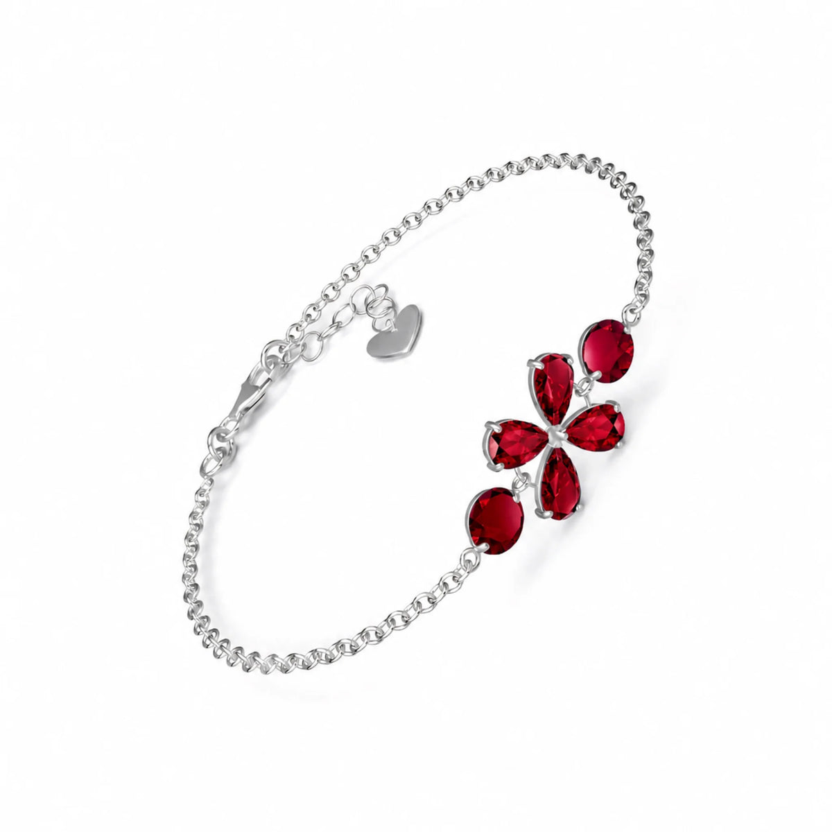White Gold Cluster Gemstone Bracelet Ruby — Fioretta