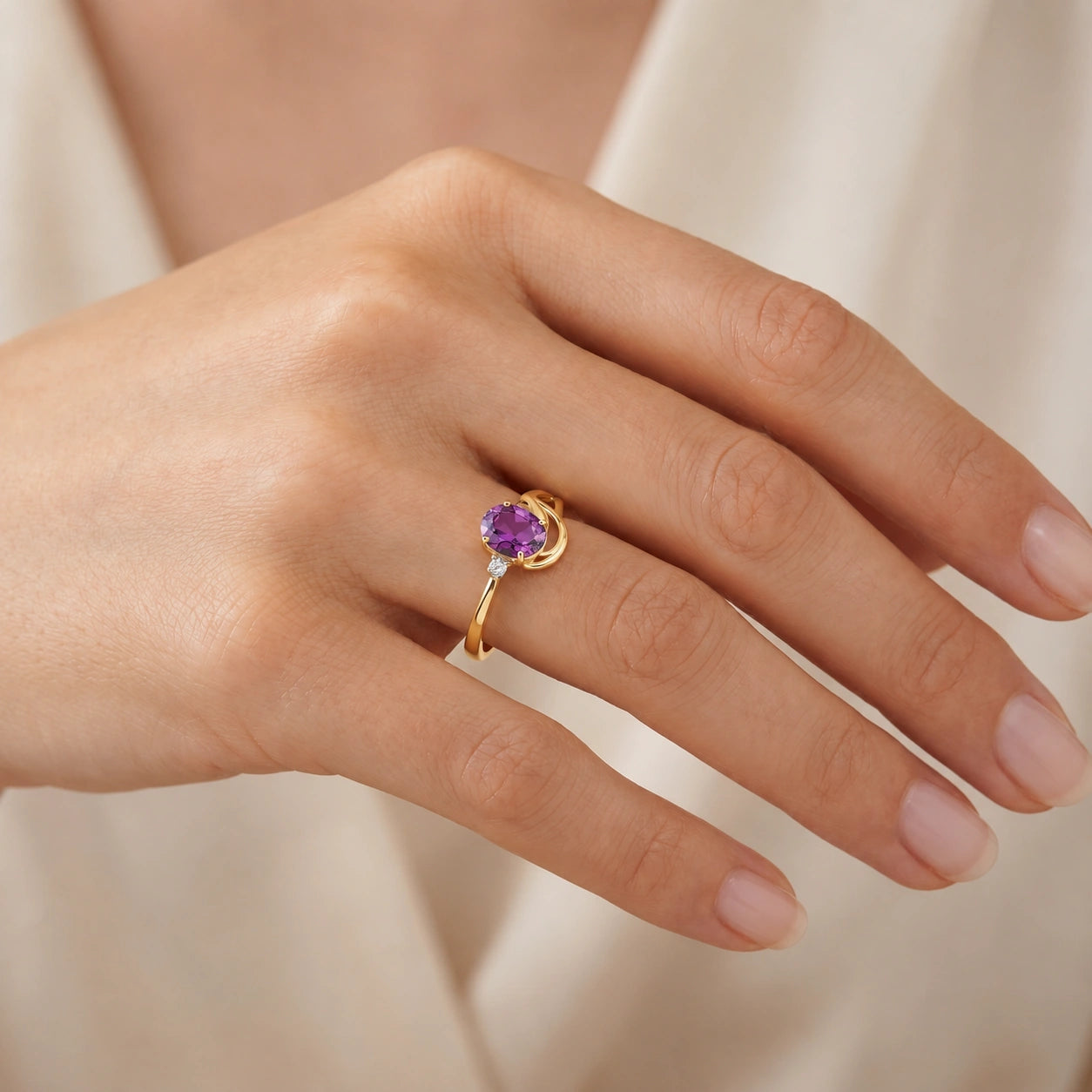 Yellow Gold Amethyst & Diamond — Fiorina