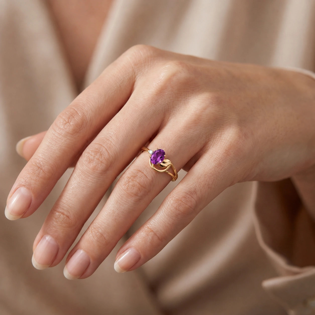 Yellow Gold Amethyst & Diamond — Fiorina