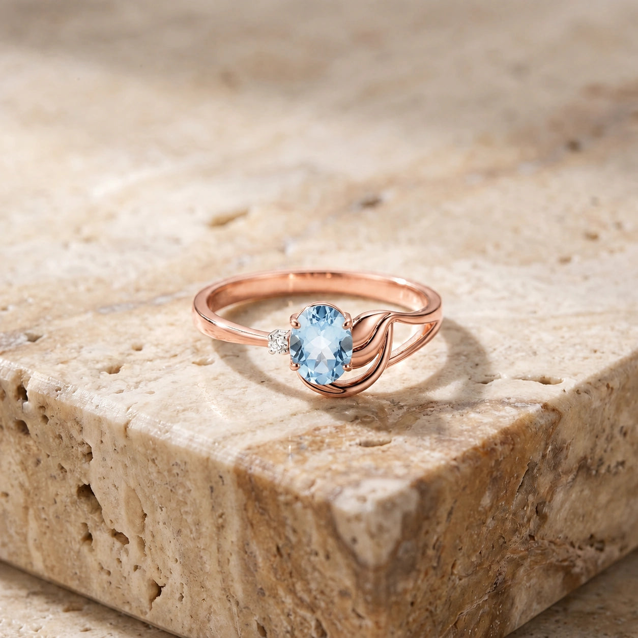 Rose Gold Diamond & Aquamarine — Fiorina