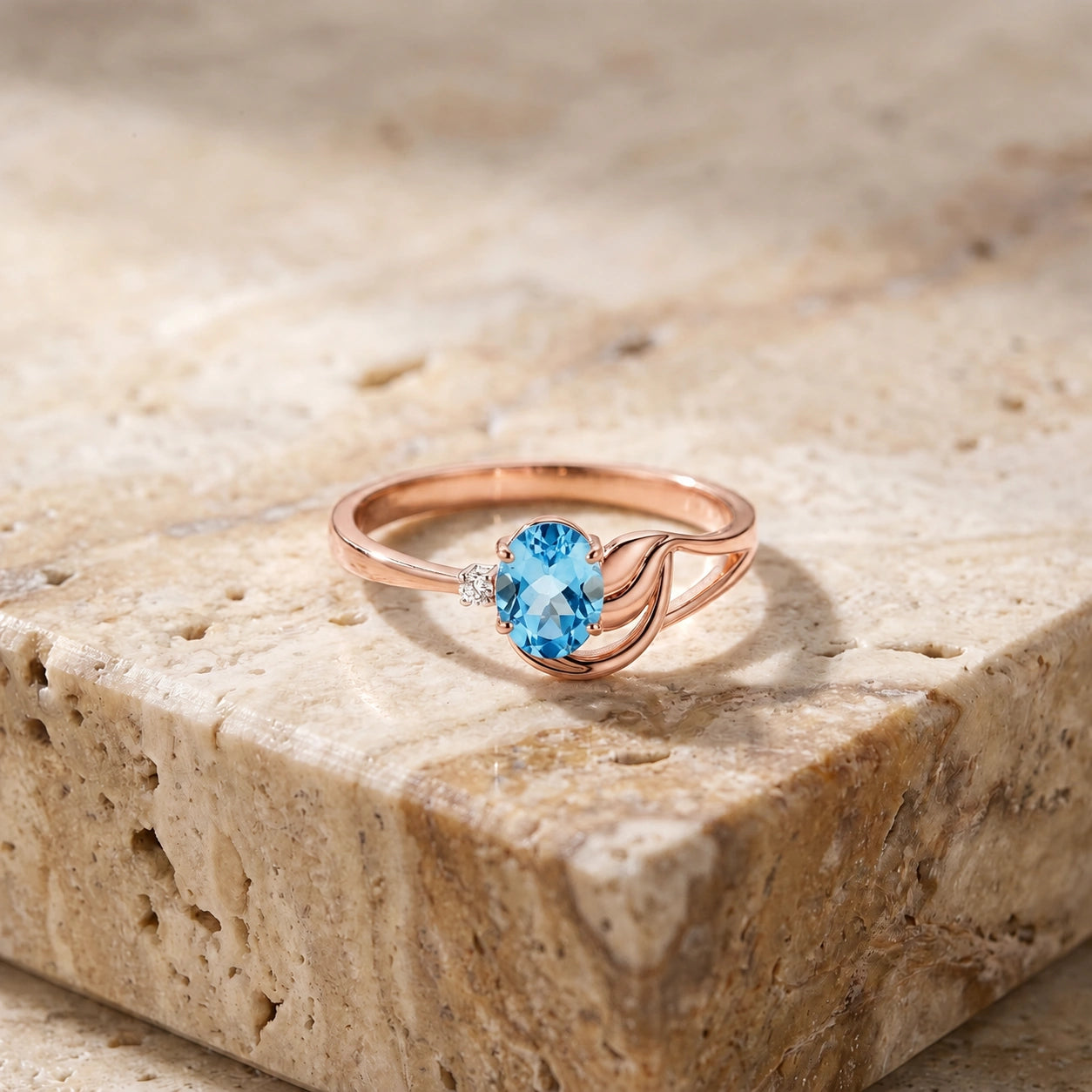 Rose Gold Diamond & Blue Topaz — Fiorina