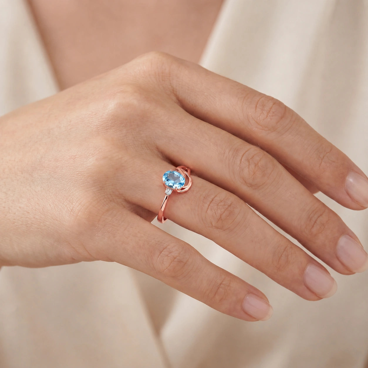 Rose Gold Diamond & Blue Topaz — Fiorina