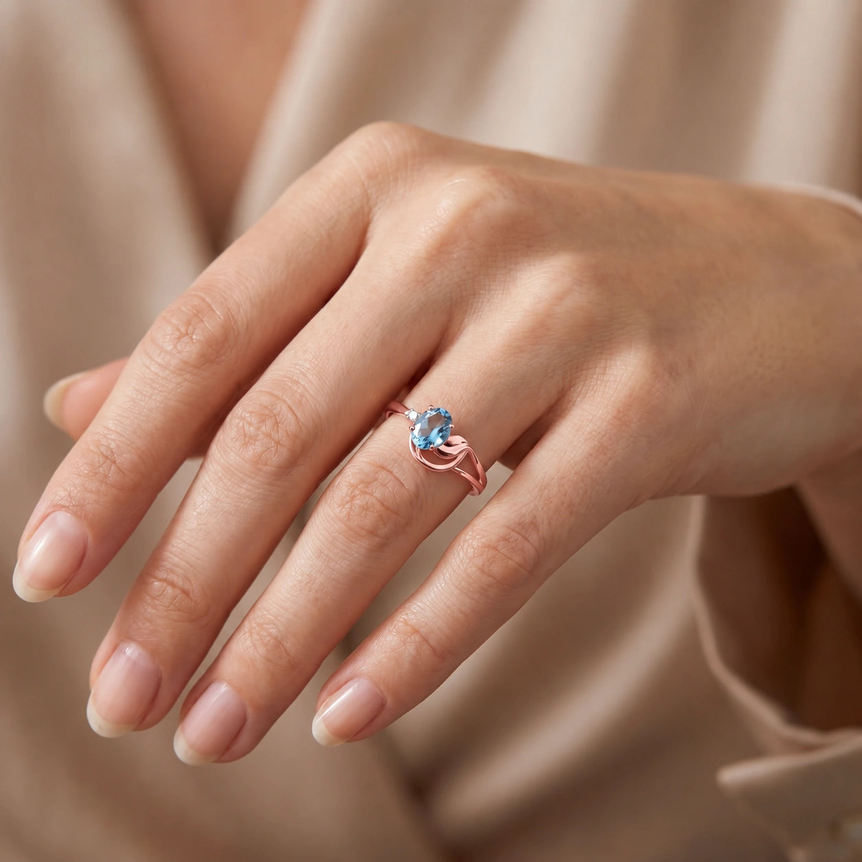 Rose Gold Diamond & Blue Topaz — Fiorina