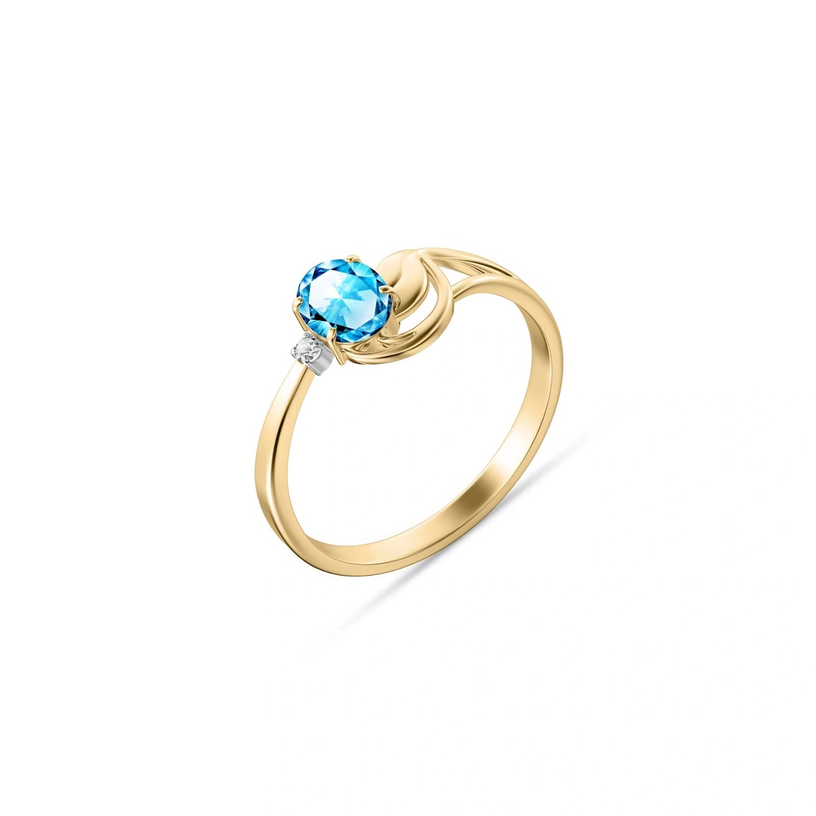 Yellow Gold Diamond & Blue Topaz — Fiorina