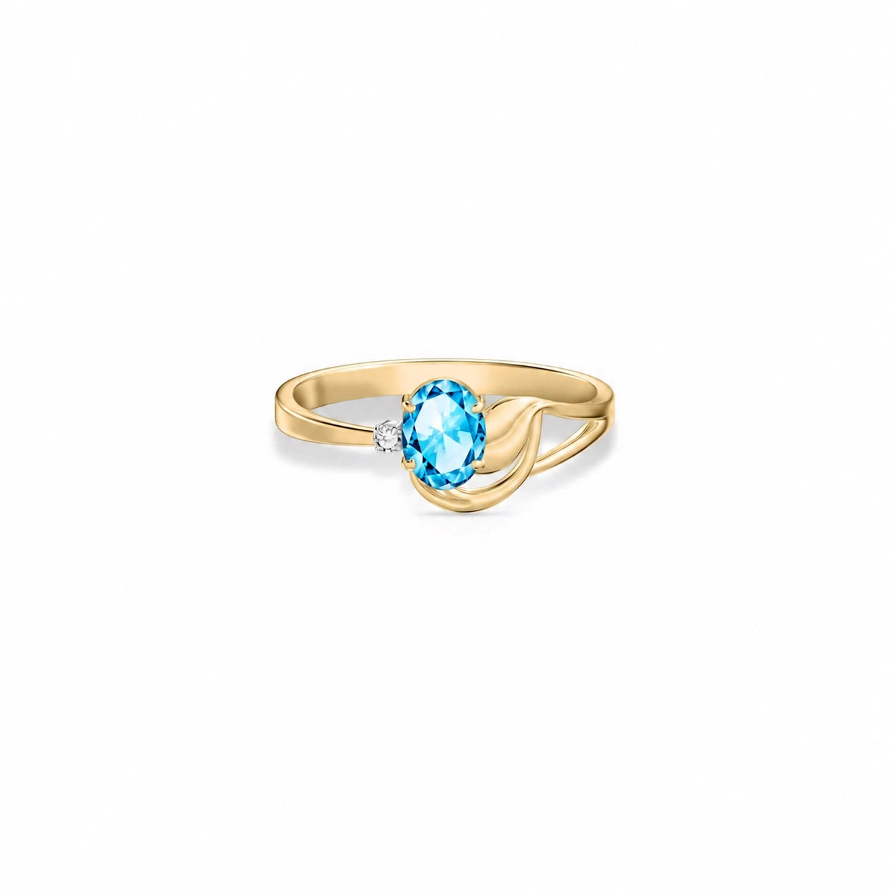 Yellow Gold Diamond & Blue Topaz — Fiorina