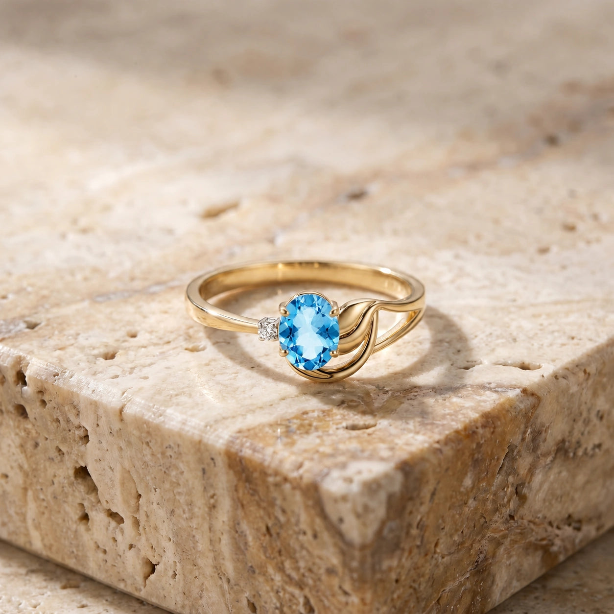 Yellow Gold Diamond & Blue Topaz — Fiorina