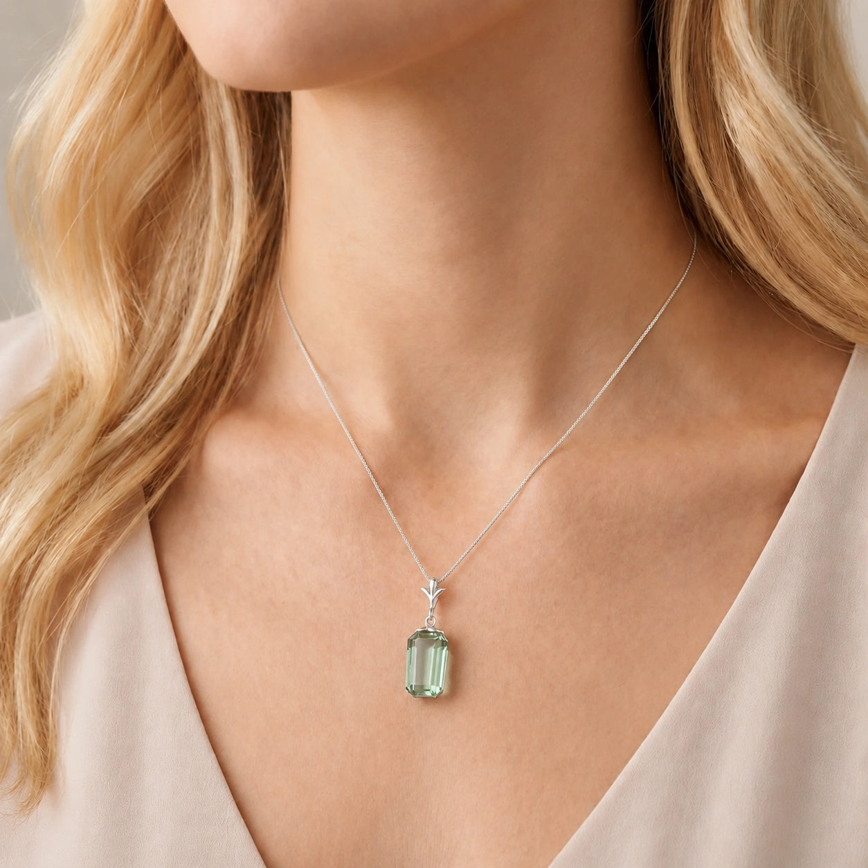 White Gold Green Amethyst — Concettina