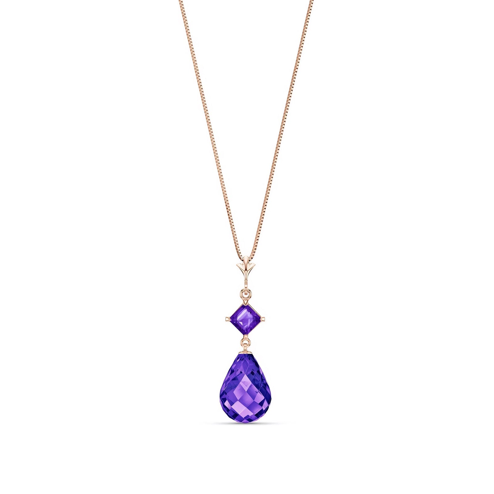 Rose Gold Pendant Necklace Amethyst 10K — Saveria