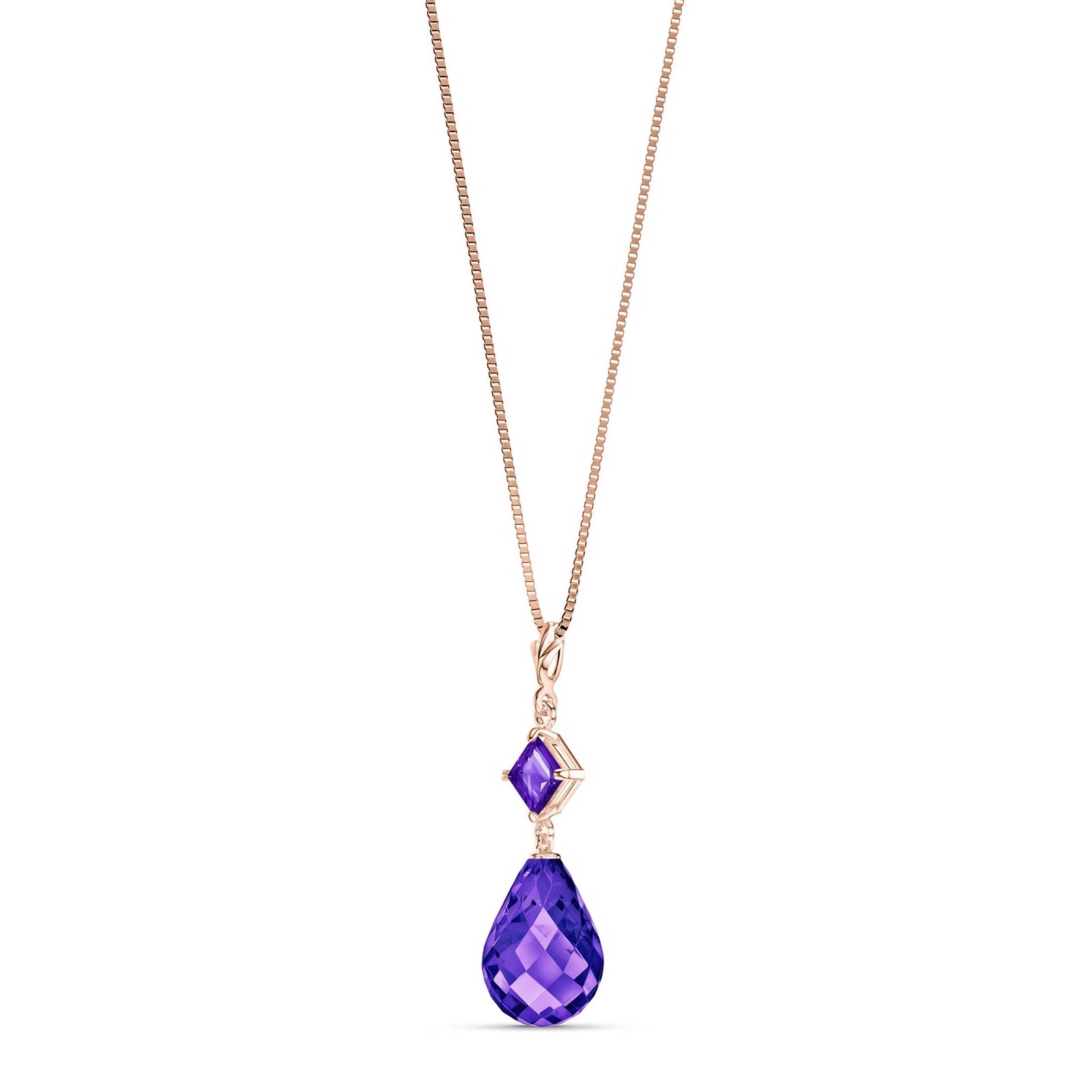 Rose Gold Pendant Necklace Amethyst 10K — Saveria